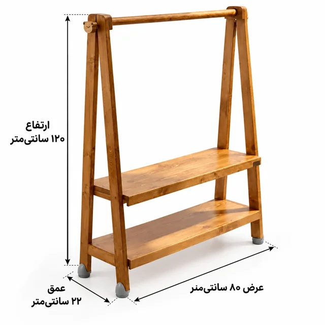 ابعاد رگال لباس کودک تدی با ارتفاع ۱۲۰، عرض ۸۰ و عمق ۲۲ سانتیمتر